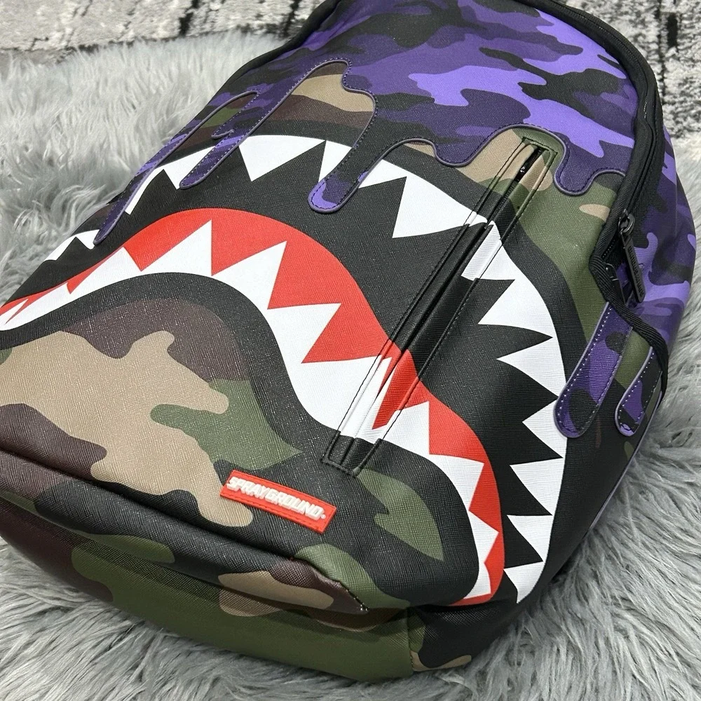 Sprayground XTC Purple Mountaineer Paint Art Backpack School Bag Limited Edition